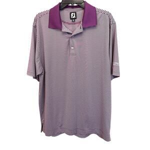 NEW FOOTJOY X DAVE THOMAS Men's Purple White Striped Golf Polo Shirt Size M